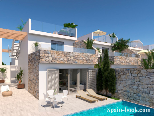 Виллы Современные смежные виллы рядом с пляжем в Los Alcázeres / Мурсия, Коста Бланка, Лос Алькасарес